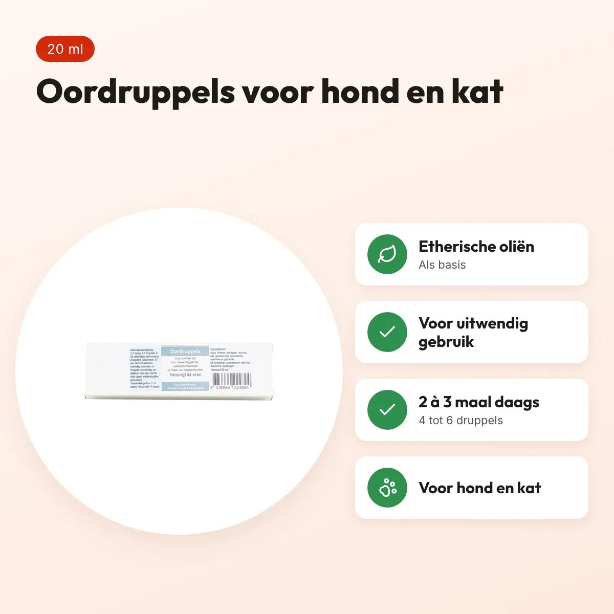 Dierendrogist oordruppels voor hond en kat 20 ml – etherische oliën – voordelen