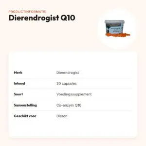 Dierendrogist Q10 capsules 30 stuks – co-enzym Q10 voor dieren – productinformatie