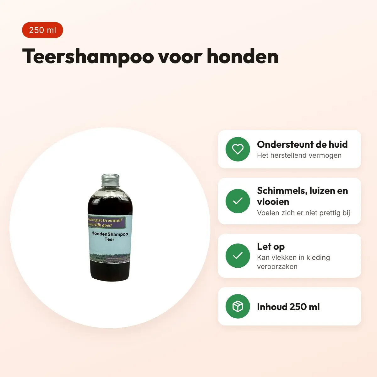 Dierendrogist teershampoo hond 250 ml – voordelen