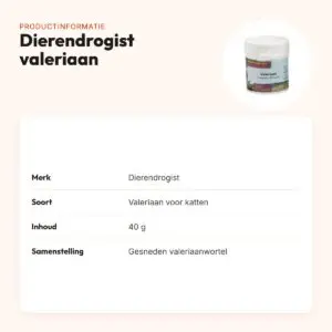 Dierendrogist valeriaan 40 g – gesneden valeriaanwortel voor katten – productinformatie