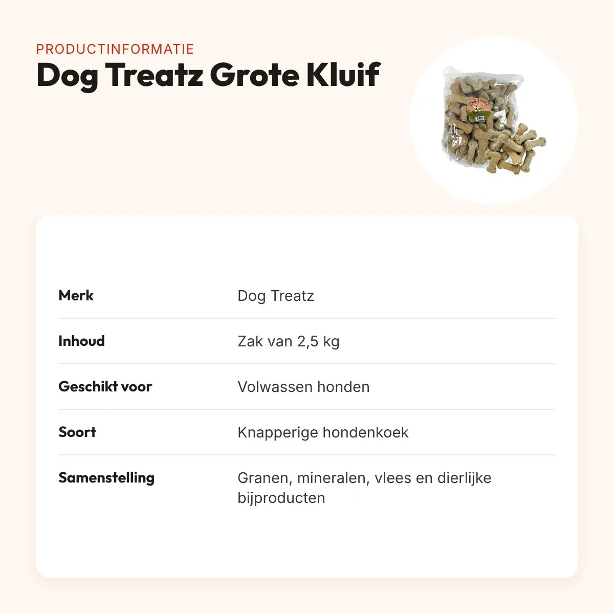 Dog Treatz Grote Kluif 2,5 kg – knapperige hondenkoek voor volwassen honden – productinformatie