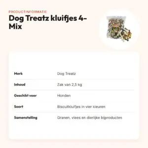 Dog Treatz kluifjes 4-Mix 2,5 kg – krokante biscuitkluifjes in vier kleuren – productinformatie