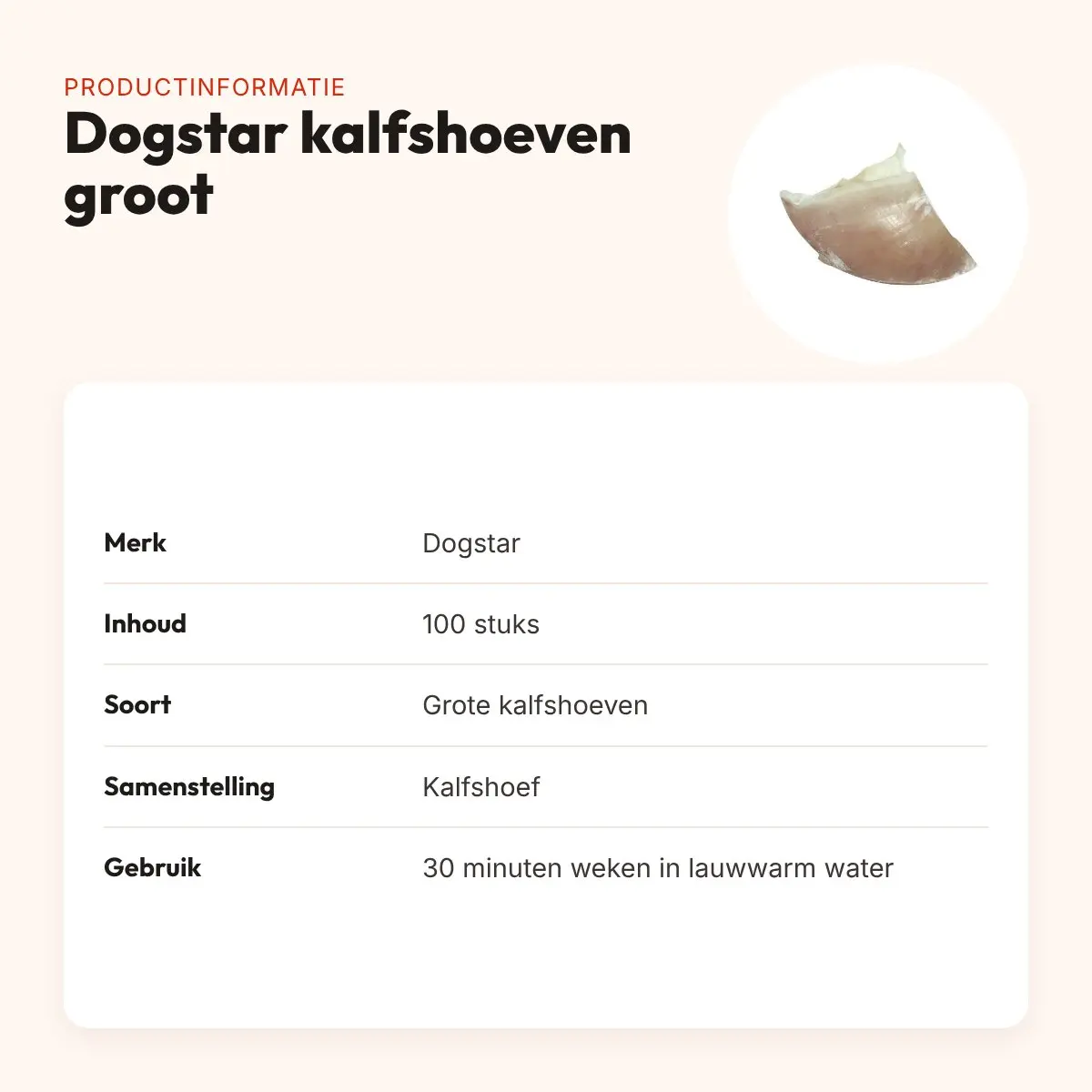 Dogstar kalfshoeven groot 100 stuks – vrijwel vetvrij – productinformatie