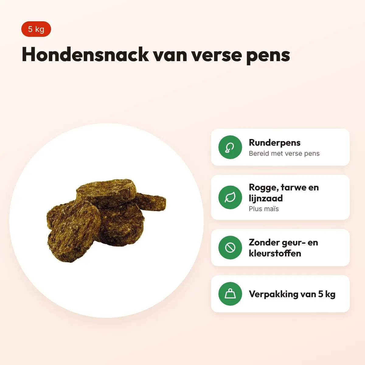 Dogstar Pensburgers 5 kg – hondensnack van verse pens – voordelen