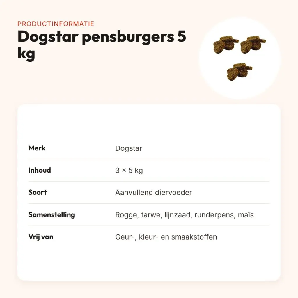 Dogstar pensburgers hondensnack 5 kg – multipack 3 stuks – productinformatie