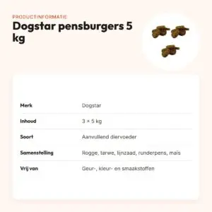 Dogstar pensburgers hondensnack 5 kg – multipack 3 stuks – productinformatie