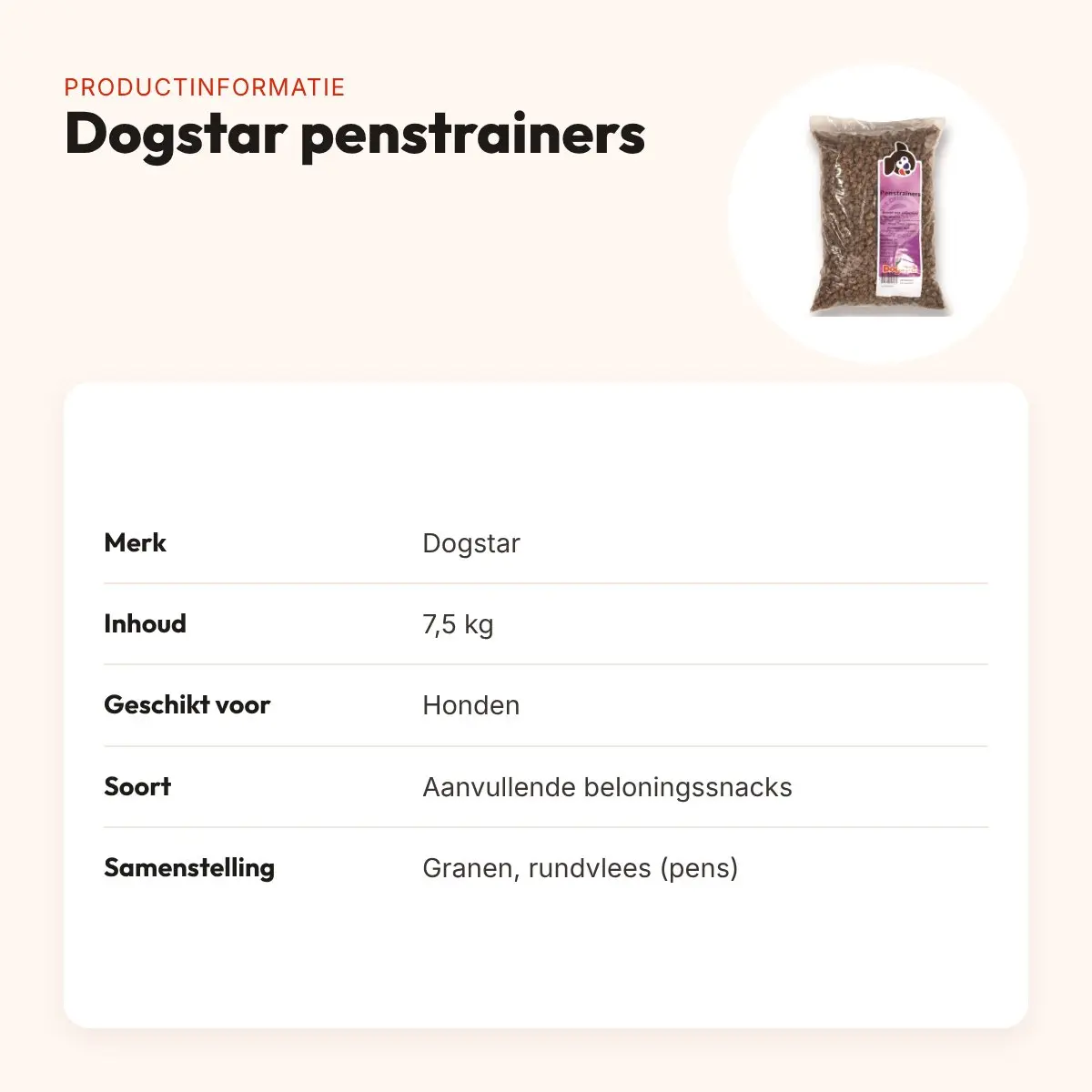 Dogstar penstrainers 7,5 kg – kleine beloningssnacks van pens – productinformatie