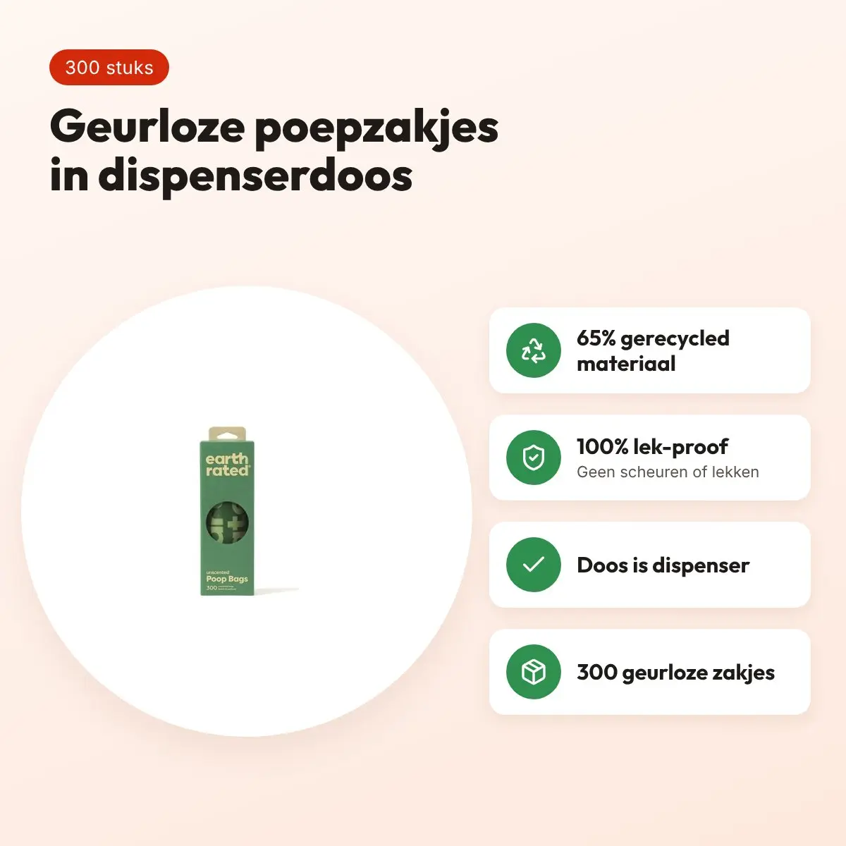 Earth Rated poepzakjes geurloos 300 stuks – 65% gerecycled – voordelen