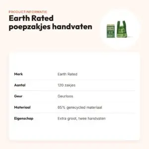 Earth Rated poepzakjes met handvaten geurloos 120 stuks – extra groot – productinformatie