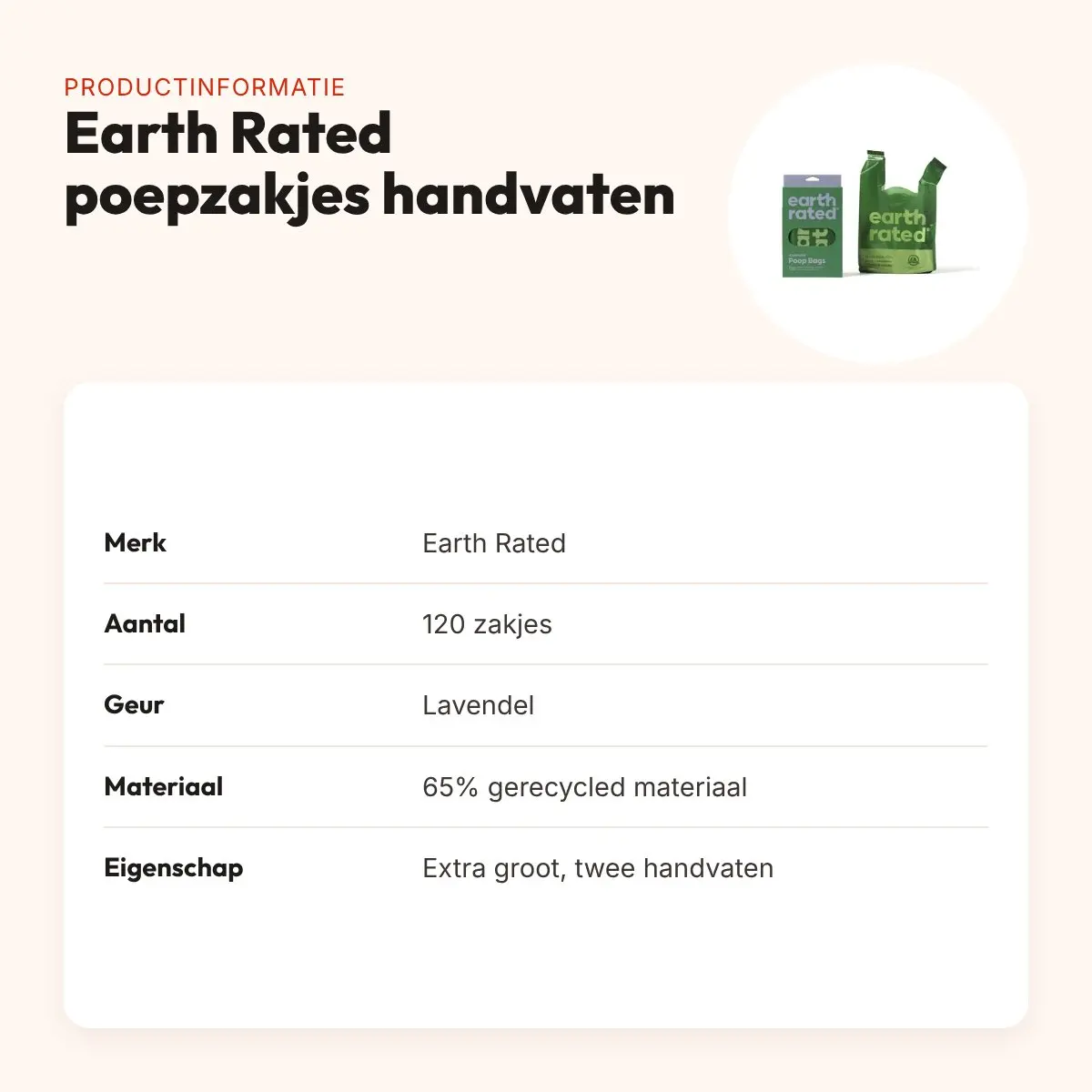 Earth Rated poepzakjes met handvaten lavendel 120 stuks – extra groot – productinformatie