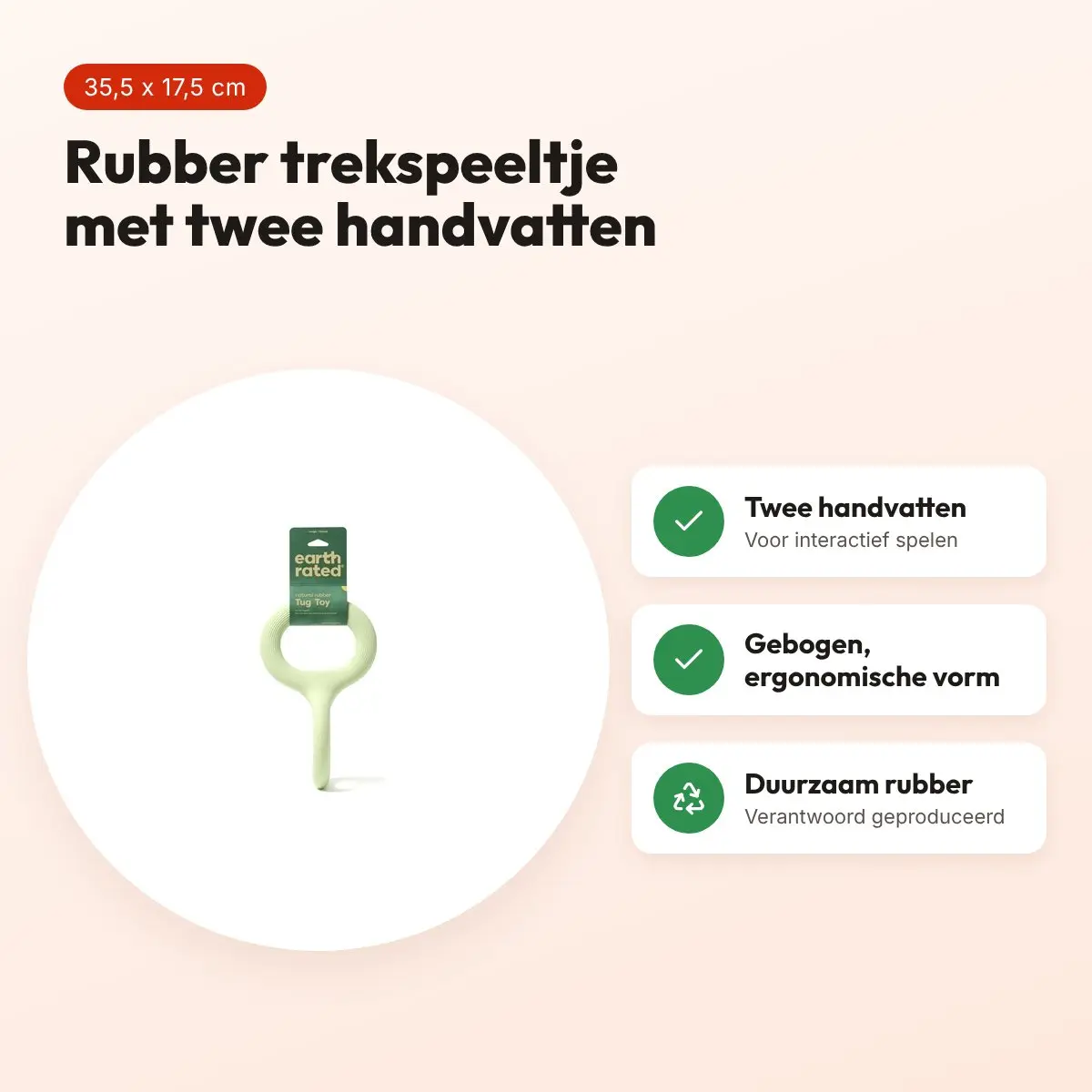 Earth Rated tug toy 35,5 x 17,5 x 17,5 cm – rubber trekspeeltje – voordelen