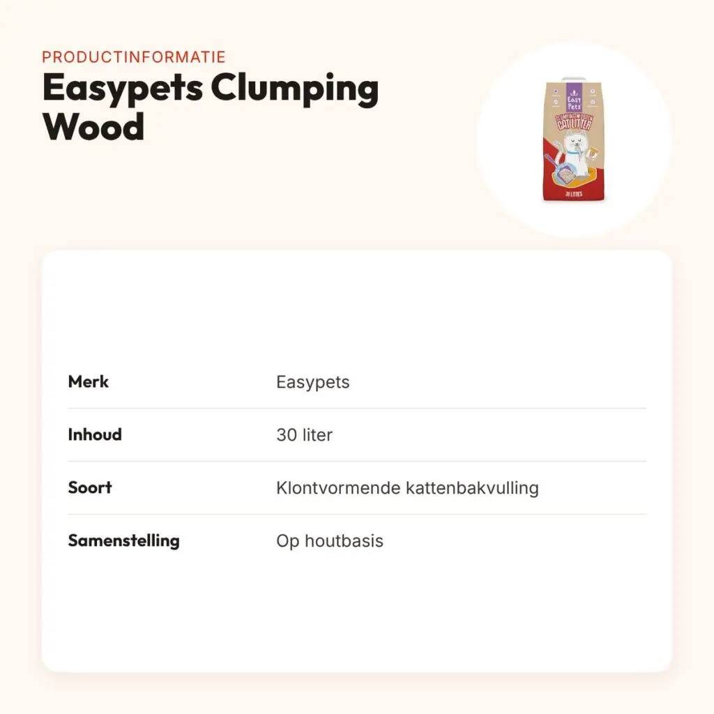 Easypets kattenbakvulling Clumping Wood klontvormend 30 liter – productinformatie
