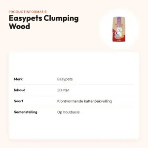 Easypets kattenbakvulling Clumping Wood klontvormend 30 liter – productinformatie