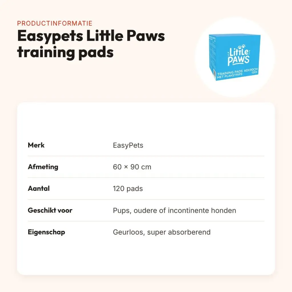 EasyPets Little Paws training pads 60 x 90 cm – 120 stuks, geurloos – productinformatie