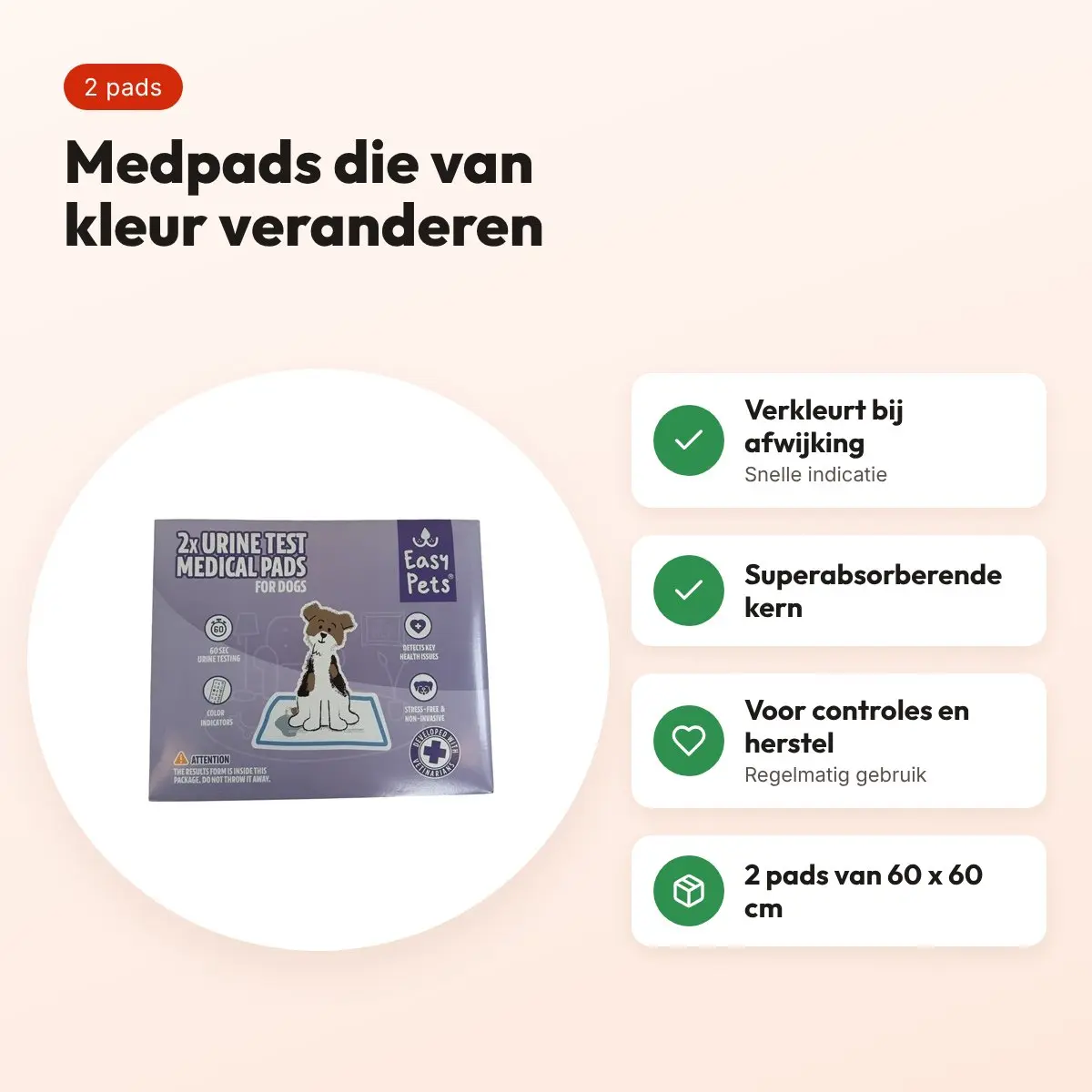 EasyPets Medpads 2-pack 60 x 60 cm – absorberende pads voor honden – voordelen