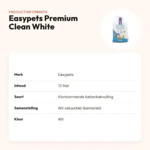 Easypets Premium Clean White Bentonite kattenbakvulling 12 liter – productinformatie