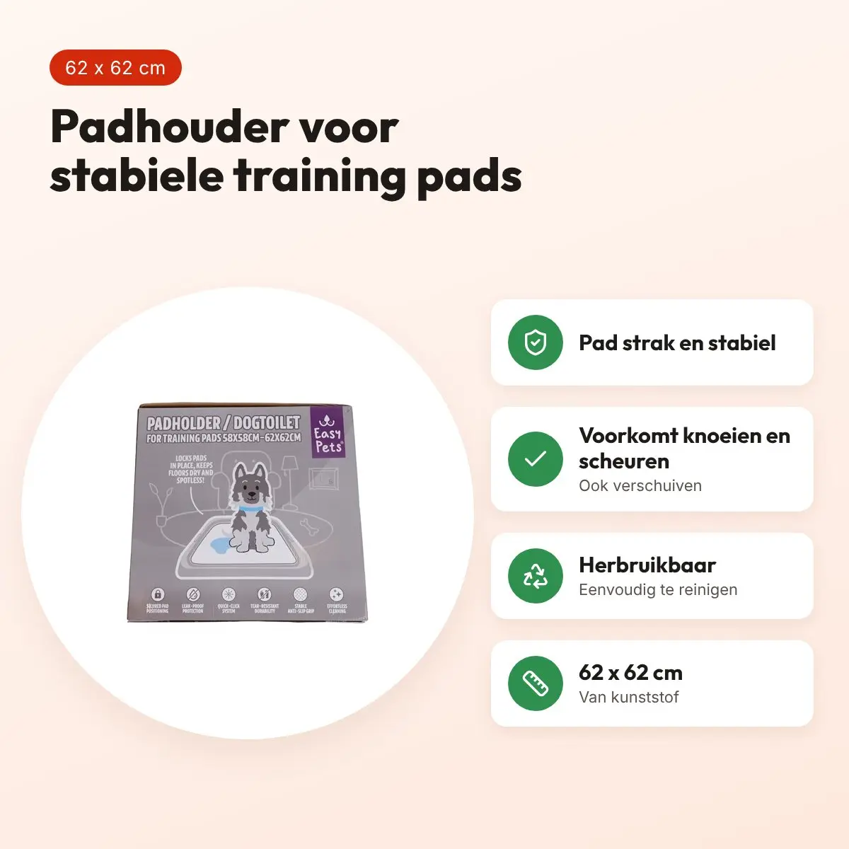 EasyPets training padhouder 62 x 62 cm – kunststof, herbruikbaar – voordelen