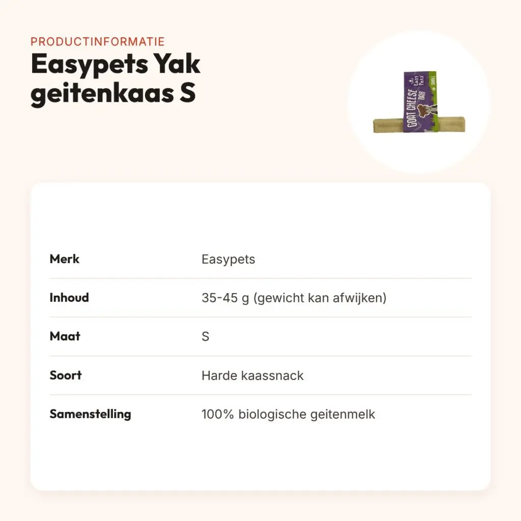 Easypets Yak geitenkaas hondensnack S 35-45 g – harde kaassnack – productinformatie