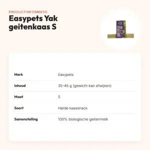 Easypets Yak geitenkaas hondensnack S 35-45 g – harde kaassnack – productinformatie