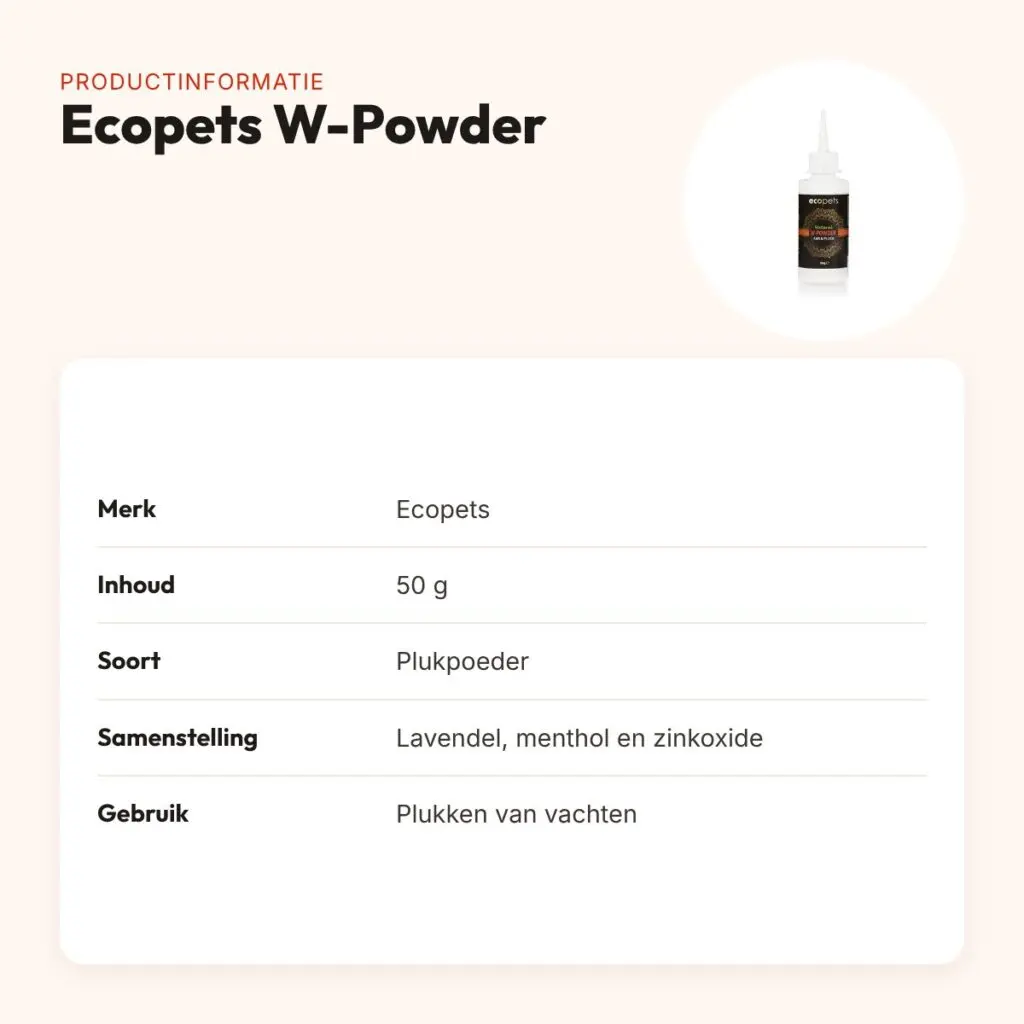 Ecopets W-Powder 50 g – plukpoeder voor het plukken van vachten – productinformatie