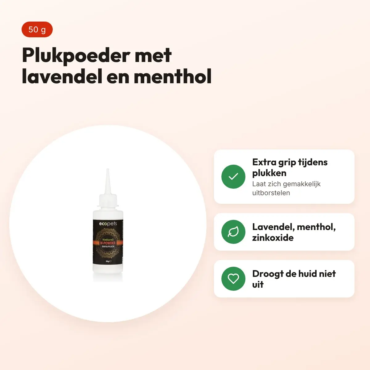 Ecopets W-Powder 50 g – plukpoeder voor het plukken van vachten – voordelen