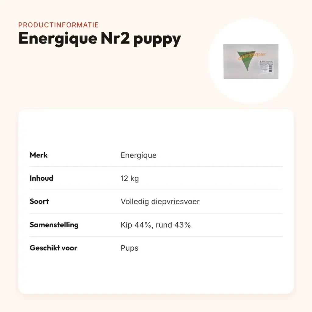 Energique Nr2 puppy hondenvoer 12 kg – kip en rund – productinformatie