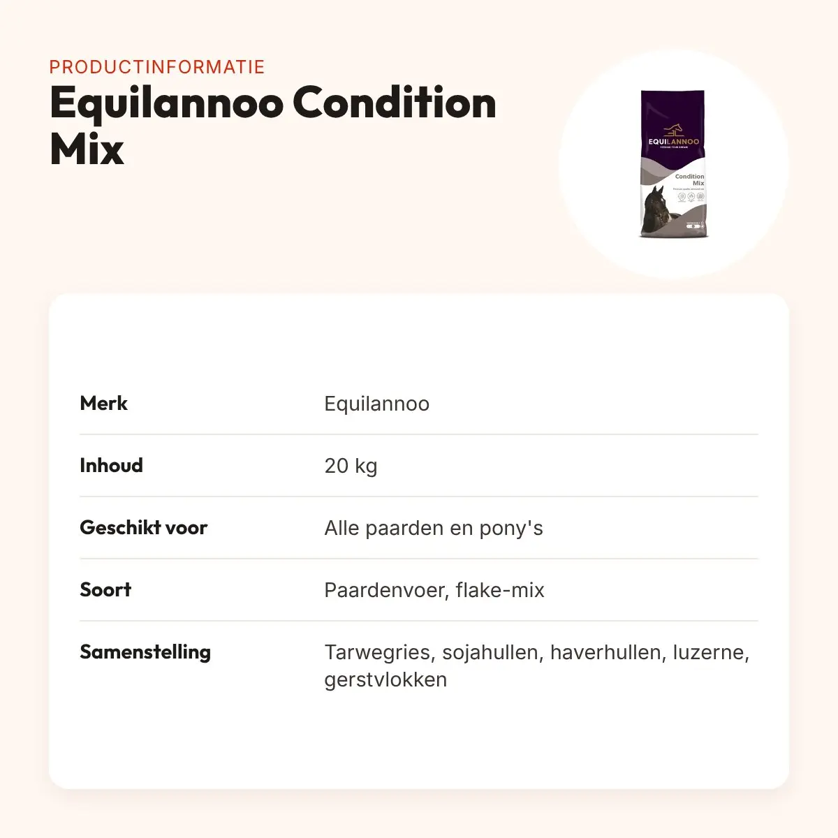 Equilannoo paardenvoer Condition Mix 20 kg – flake-mix – productinformatie