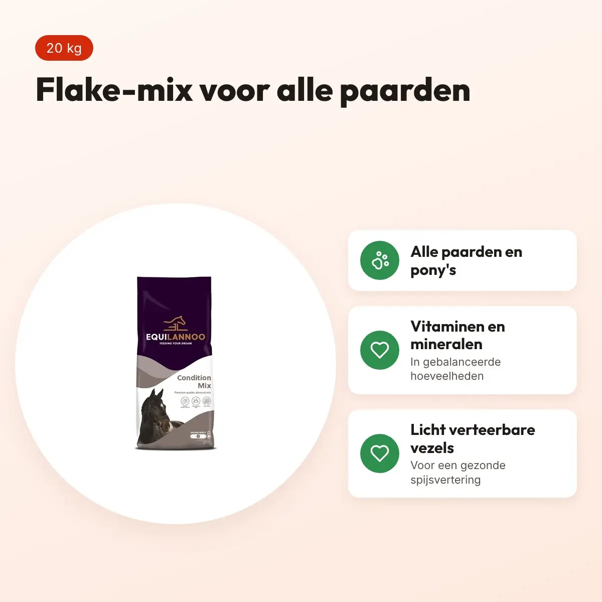 Equilannoo paardenvoer Condition Mix 20 kg – flake-mix – voordelen