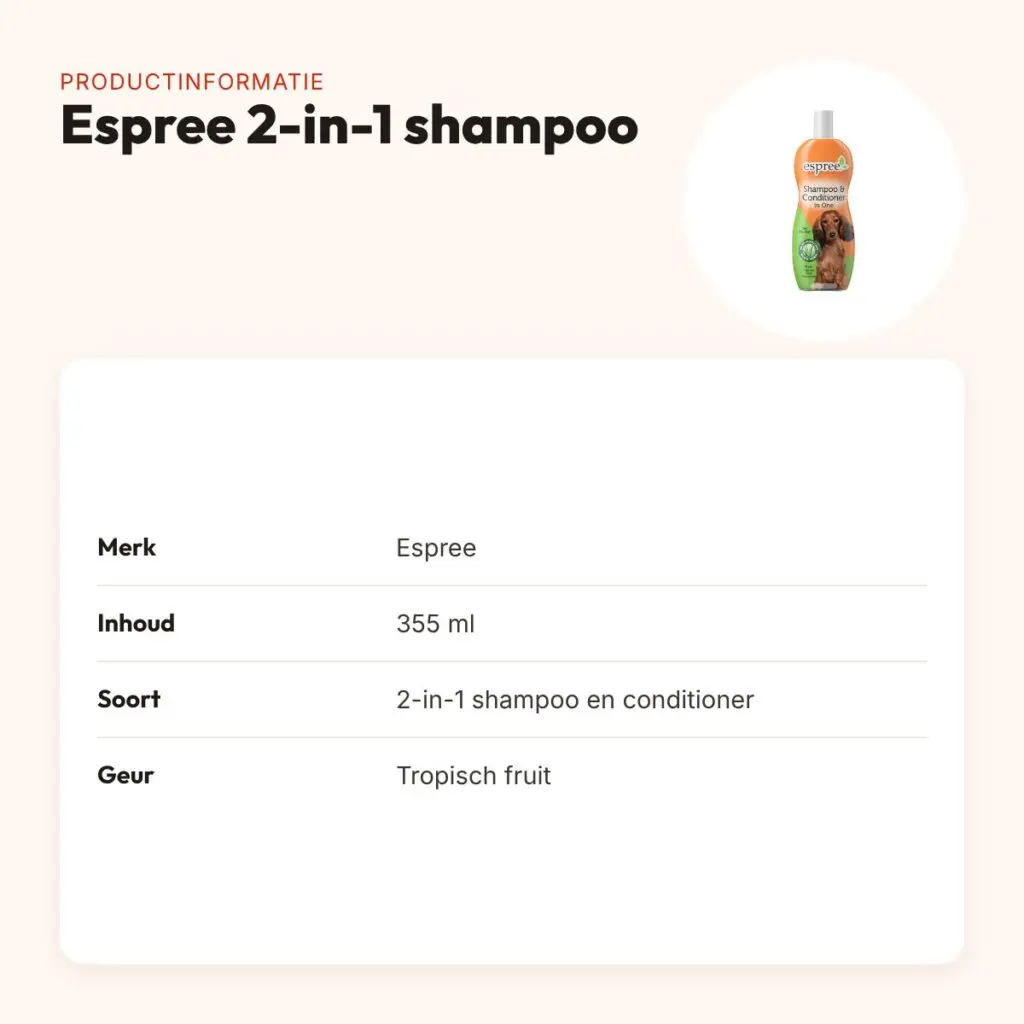 Espree hondenshampoo 2-in-1 shampoo en conditioner 355 ml – aloë vera – productinformatie