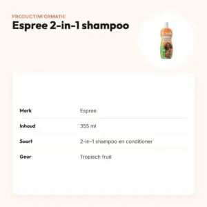 Espree hondenshampoo 2-in-1 shampoo en conditioner 355 ml – aloë vera – productinformatie