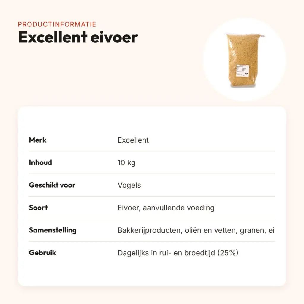 Excellent eivoer 10 kg – aanvullend voer voor vogels – productinformatie