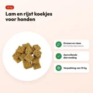 Excellent lam en rijst koekjes 10 kg – hondenkoekjes – voordelen