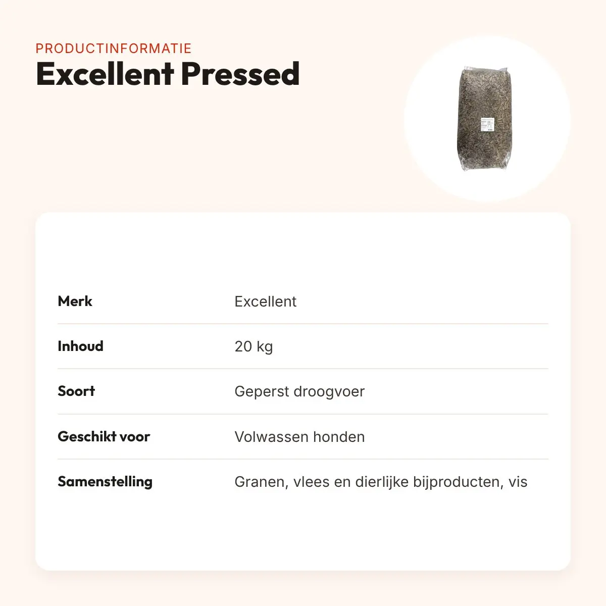 Excellent Pressed hondenvoer 20 kg – geperst voer voor volwassen honden – productinformatie