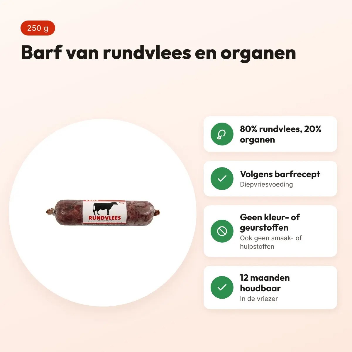Excellent Vers diepvries hondenvoer rund 250 g – barfrecept – voordelen