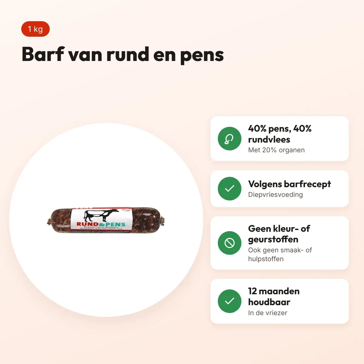 Excellent Vers diepvries hondenvoer rund en pens 1 kg – barfrecept – voordelen