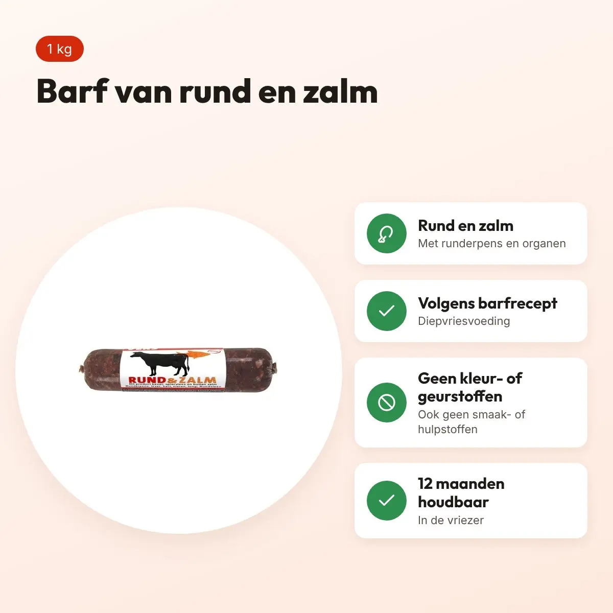 Excellent Vers diepvries hondenvoer rund en zalm 1 kg – barfrecept – voordelen