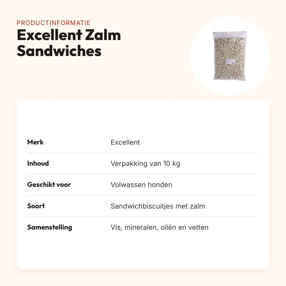 Excellent zalm sandwiches 10 kg – knapperige biscuitjes – productinformatie