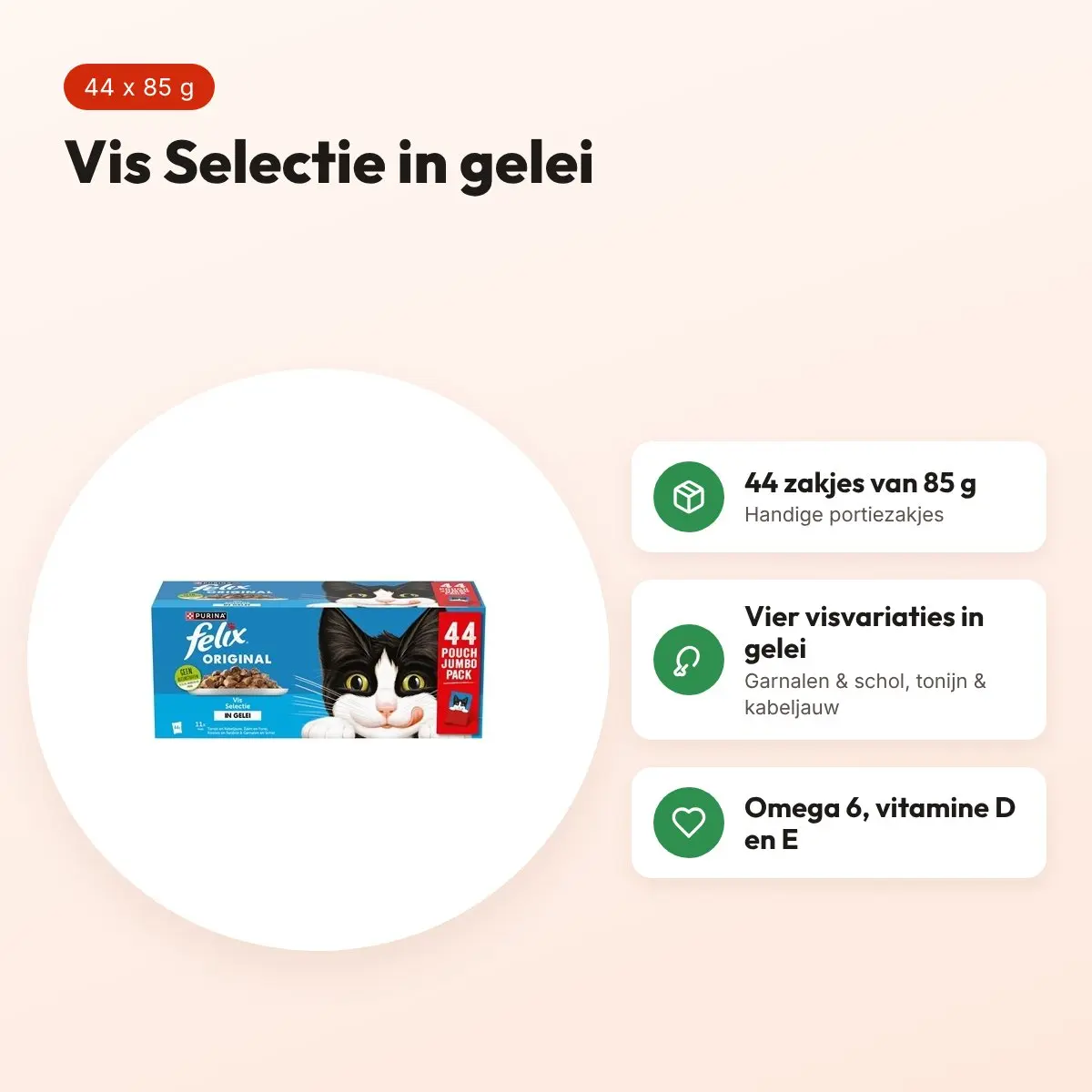 Felix kattenvoer Original Vis Selectie in gelei 44 x 85 g – voordelen