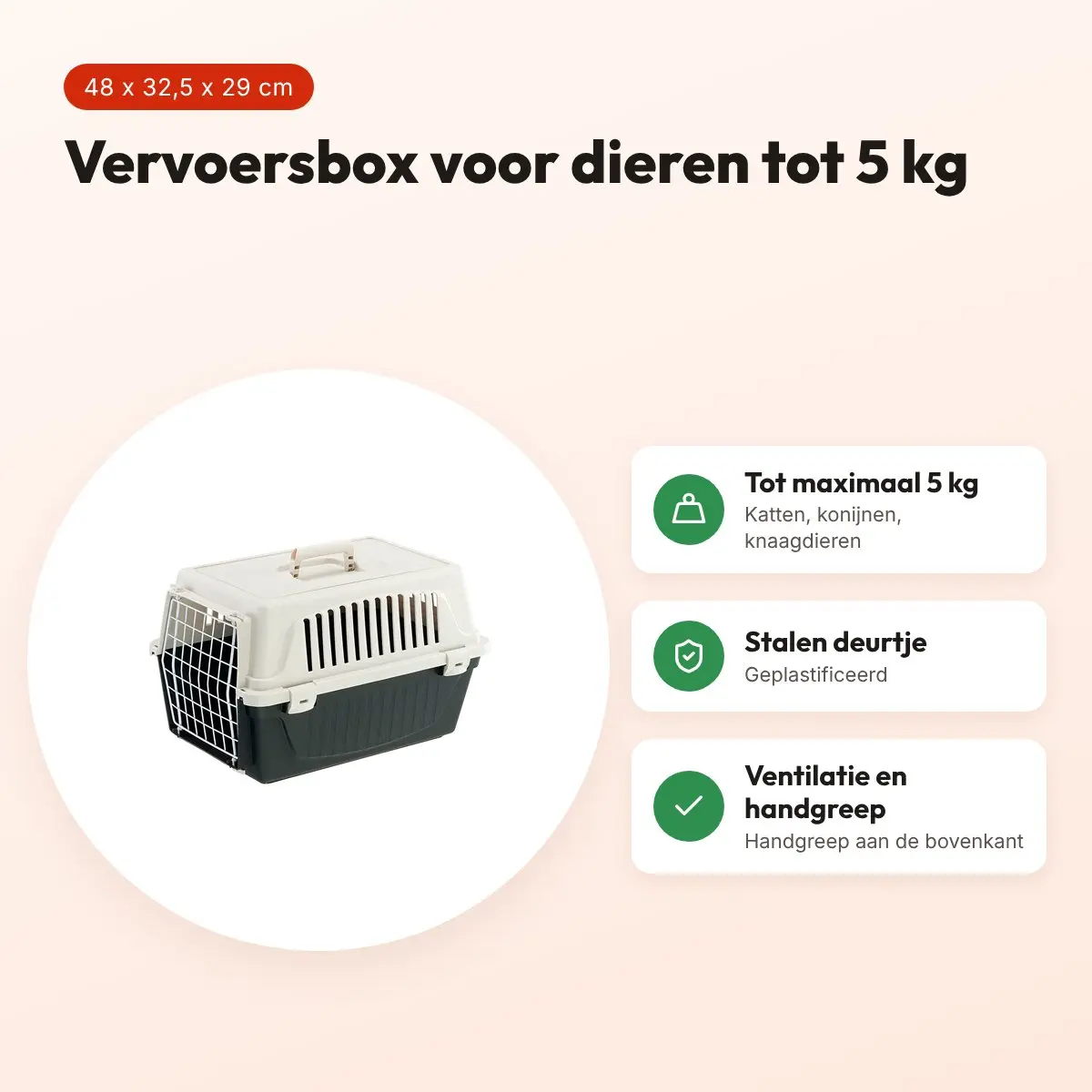 Ferplast vervoersbox Atlas 10 wit/antraciet 48 x 32,5 x 29 cm – voordelen