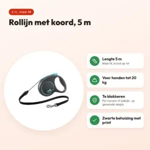 Flexi rollijn Black Design Cord blauw M 5 m – tot 20 kg – voordelen