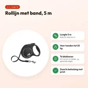 Flexi rollijn Black Design Tape zwart M 5 m – tot 25 kg – voordelen