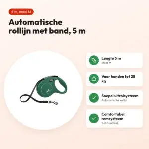 Flexi rollijn Classic Tape olijfgroen M 5 m – tot 25 kg – voordelen