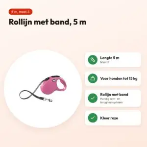 Flexi rollijn Classic Tape roze S 5 m – tot 15 kg – voordelen