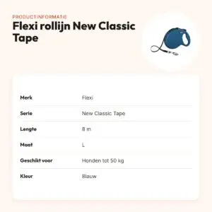 Flexi rollijn New Classic Tape blauw L 8 m – tot 50 kg – productinformatie