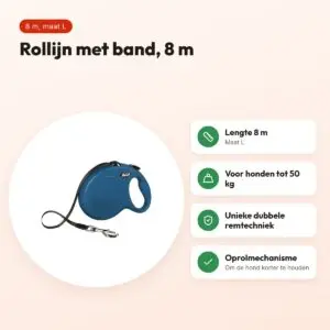 Flexi rollijn New Classic Tape blauw L 8 m – tot 50 kg – voordelen