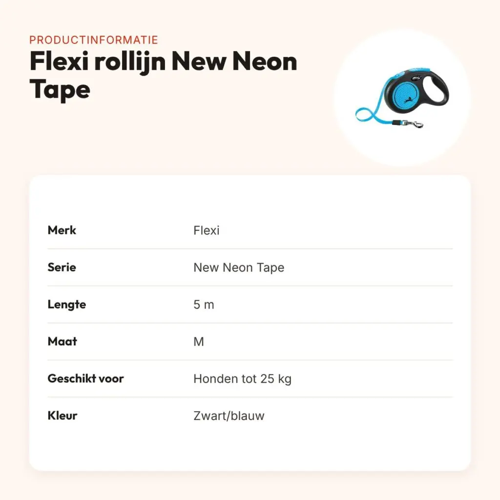 Flexi rollijn New Neon Tape zwart/blauw M 5 m – tot 25 kg – productinformatie