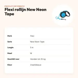 Flexi rollijn New Neon Tape zwart/blauw M 5 m – tot 25 kg – productinformatie