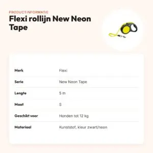 Flexi rollijn New Neon Tape zwart/geel S 5 m – tot 12 kg – productinformatie