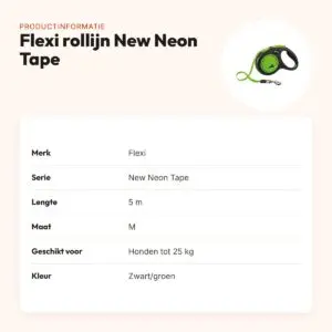 Flexi rollijn New Neon Tape zwart/groen M 5 m – tot 25 kg – productinformatie