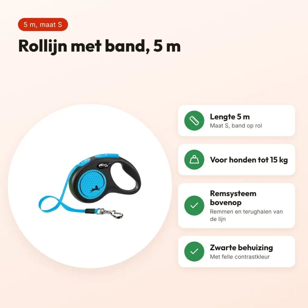 Flexi rollijn New Neon Tape zwart/neonblauw S 5 m – tot 15 kg – voordelen